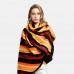 Women Autumn Winter Warm Comfortable Shawl Dual  use Rainbow Pattern Striped Print Long Tassel Scarf