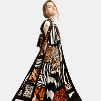 Women Double  sided Satin Printed Zebra Leopard Pattern Scarf Autumn Winter Super Long Thicken Warmth Shawls Neckerchief