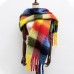 Unisex Dacron Colorful Lattice Pattern Jacquard Lengthened Thickened Fashion Warmth Scarves