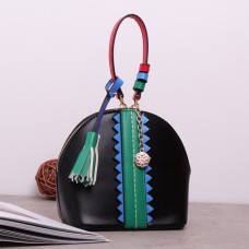 Women National Retro Mini  Shoulder Bag PU Leather Tassel Decoration Shell Handbag