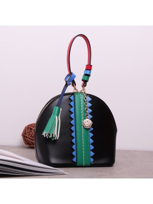 Women National Retro Mini  Shoulder Bag PU Leather Tassel Decoration Shell Handbag