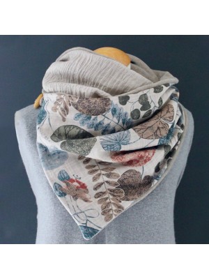 Women Thickened Warmth Shawls Leaf Print Pattern Autumn Winter Long Multi  purpose Scarves Scarf Neckerchief