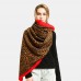 Women Acrylic Artificial Wool Leopard Print Shawl Fashion Casual Dual  use Lengthen Warmth Scarf