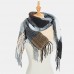 Women Tie  dyed Contrast Color Stripe Lattice Pattern Tassel Winter Keep Warm Multi  purpose Scarf Shawl