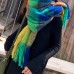 Women Cashmere Dual  use Rainbow Mixed Color Stripes Thicken Warm Plus Long Tassel Scarf Shawl