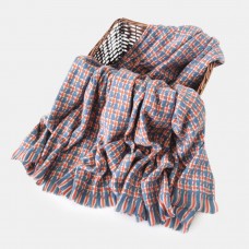 Women Artificial Cashmere Colorful Houndstooth Woven Tassel Fashion Warmth Shawl Scarf