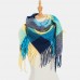 Women Tie  dyed Contrast Color Stripe Lattice Pattern Tassel Winter Keep Warm Multi  purpose Scarf Shawl