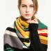 Women Colorful Striped Warmth Neck Protection Shawl Dual  use Cool  Protection Windproof Long Tassel Scarf